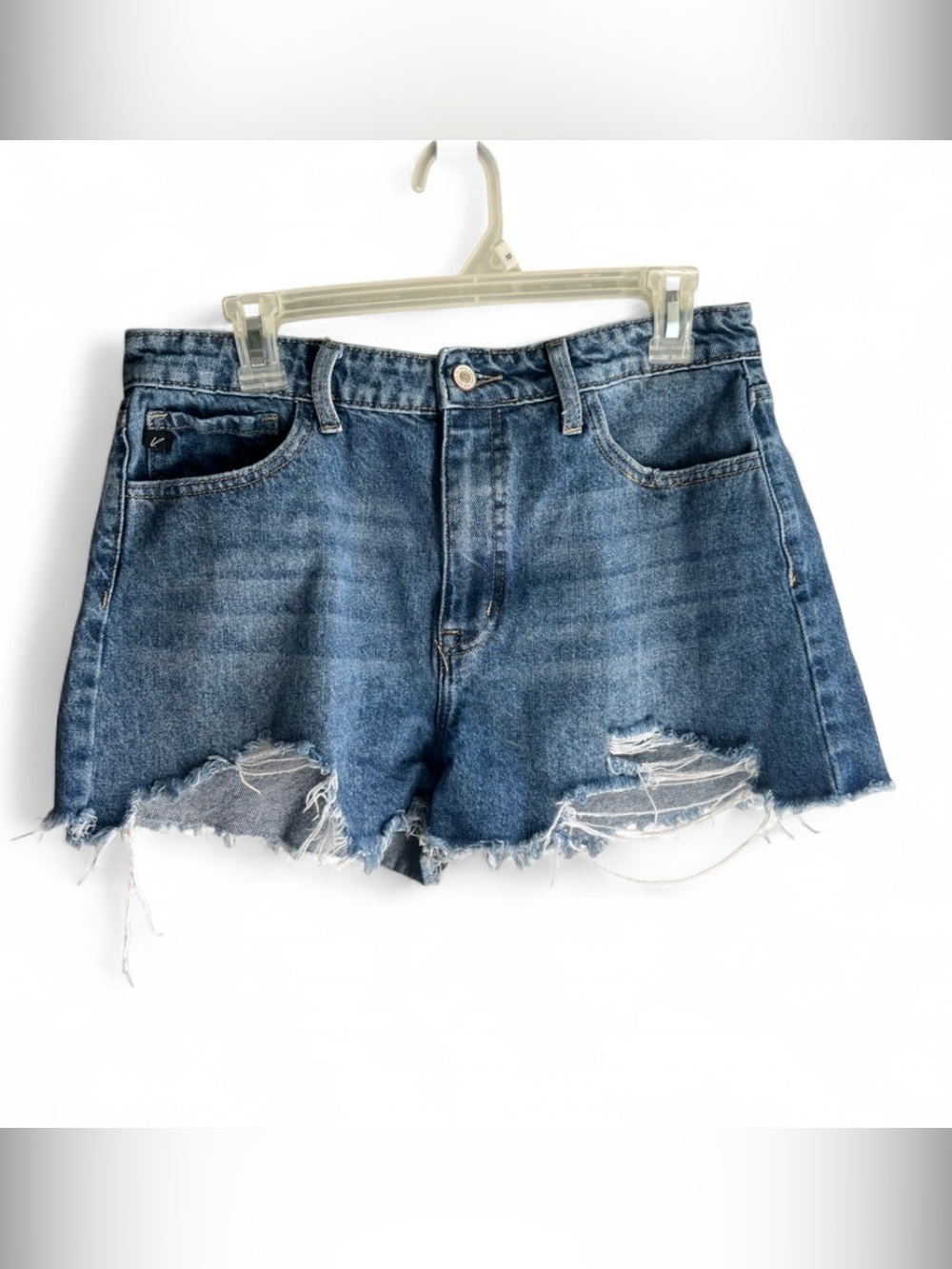 KanCan 100% cotton Classic High-Rise Distressed Denim Shorts - Blue waist 29